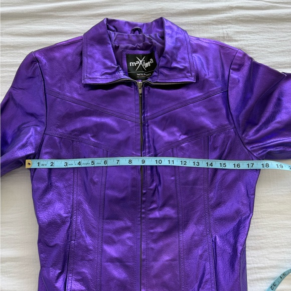 Vintage 90s Wilsons Maxima Metallic Purple Leather Jacket - Picture 8 of 8